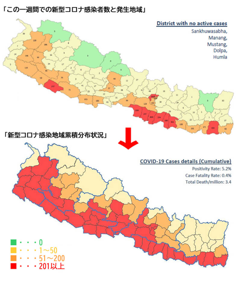 新型コロナ感染者数と発生地域